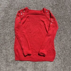 Love By Design Red Sweater with Embellished Shoulders